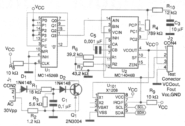 Circuito completo do RTC de 60 Hz.
Circuito completo do RTC de 60 Hz.