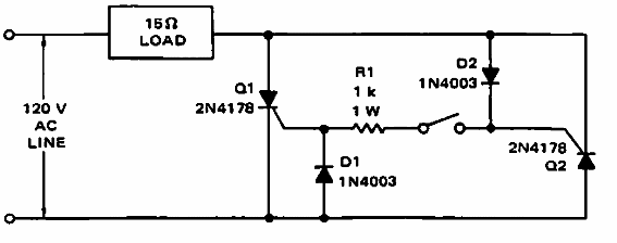Figura 3 – Contator com dois SCR (onda completa)
Figura 3 – Contator com dois SCR (onda completa)