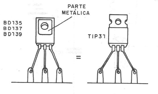 Figura 4 – Pinagem dos transistores
Figura 4 – Pinagem dos transistores