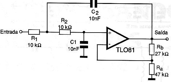 Figura 5 – passa-baixas com amplificador operacional TL081

