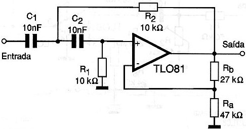 Figura 6 – Filtro passa-altas com o TL081
