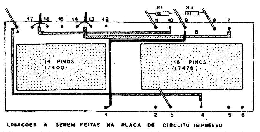Figura 10 - Ligações a serem feitas na placa de circuito impresso.
Figura 10 - Ligações a serem feitas na placa de circuito impresso.