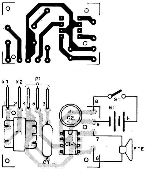 Fig. 8 Placa de circuito impresso do segundo amplificador.
Fig. 8 Placa de circuito impresso do segundo amplificador.