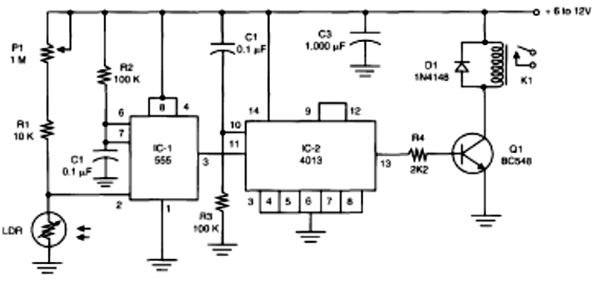Figura 7 - Versão biestável usando o 4013 CMOS IC.
Figura 7 - Versão biestável usando o 4013 CMOS IC.