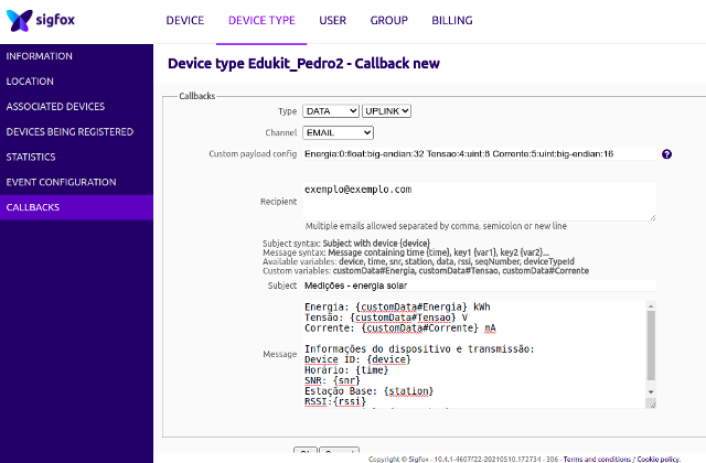 Figura 7 - dados do callback de e-mail
Figura 7 - dados do callback de e-mail