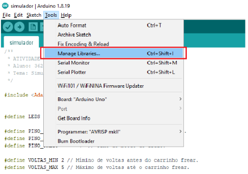 Figura 6: Manage Libraries
Figura 6: Manage Libraries