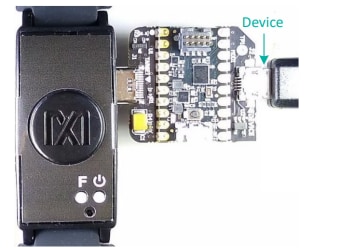 Figura 7: Adaptador MAXDAP-TYPE-C – conexão do dispositivo (Fonte: Maxim Integrated)
Figura 7: Adaptador MAXDAP-TYPE-C – conexão do dispositivo (Fonte: Maxim Integrated)