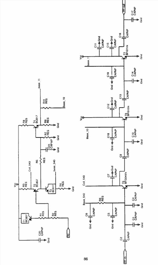 Figura 1 - Circuito do amplificador de 1,9 GHz com alimentação de 3 V.
Figura 1 - Circuito do amplificador de 1,9 GHz com alimentação de 3 V.