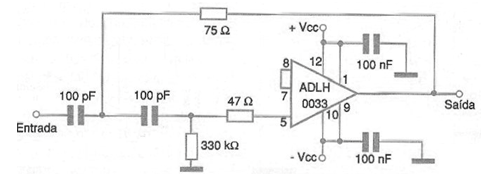 Figura 1 – Filtro passa – altas para altas frequências.
Figura 1 – Filtro passa – altas para altas frequências.