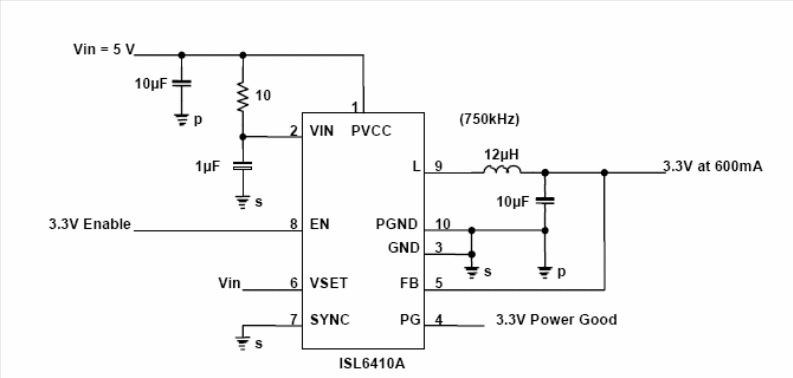 Figura 1- Conversor step-down com entraa de 5 V e saída de 3,3 V com 600 mA de corrente máxima.
Figura 1- Conversor step-down com entraa de 5 V e saída de 3,3 V com 600 mA de corrente máxima.