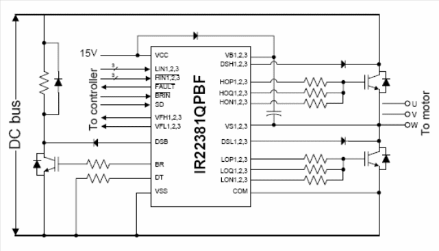 Figura 1 - Circuito de controle para motores AC trifásicos de alta tensão.
Figura 1 - Circuito de controle para motores AC trifásicos de alta tensão.