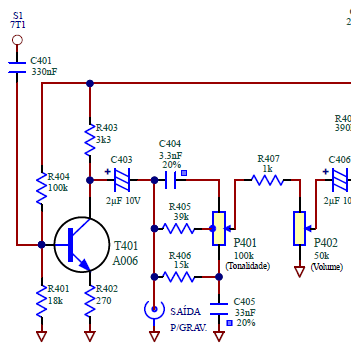 Figura 18 – A saída para gravador, controle de tom e volume
Figura 18 – A saída para gravador, controle de tom e volume