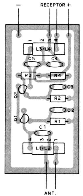 Figura 3 - Placa de circuito impresso vista do lado cobreado. dos componentes.
Figura 3 - Placa de circuito impresso vista do lado cobreado. dos componentes.