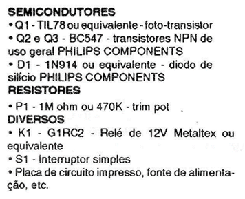 Lista de material:
