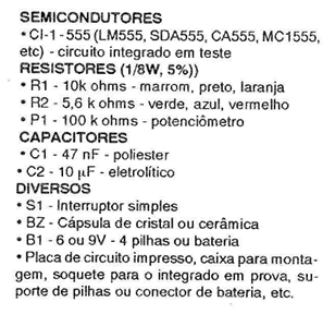 Lista de material: