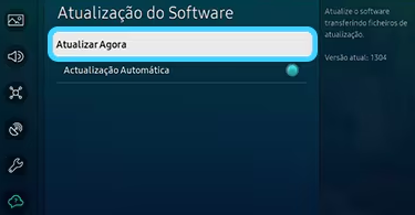 Figura 7: exemplo de atualização de software via Wi-Fi (Smart TV). Figura 7: exemplo de atualização de software via Wi-Fi (Smart TV).
