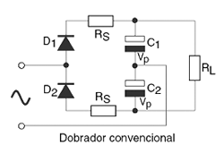 Figura 1- Dobrador de tensão convencional. Figura 1- Dobrador de tensão convencional.