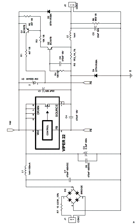 Figura 1 - Diagrama completo do driver de LEDs de 3 W. Figura 1 - Diagrama completo do driver de LEDs de 3 W.