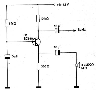 Um pré-amplificador para MIC de baixa impedância. Um pré-amplificador para MIC de baixa impedância.