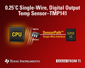 Sensor de Temperatura da Texas Instruments com interfaceamento direto com CPU Sensor de Temperatura da Texas Instruments com interfaceamento direto com CPU