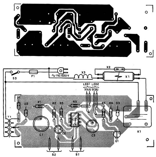 Placa de circuito impresso do apagador. 