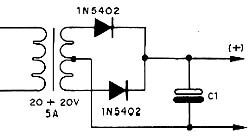 MOdo de usar um transformador de 20 + 20 V
MOdo de usar um transformador de 20 + 20 V