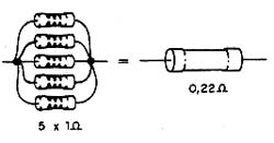 MOdo de improvisar os resistores de 0,22 Ω
MOdo de improvisar os resistores de 0,22 Ω