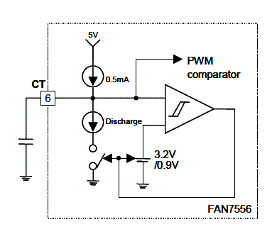 A frequência do oscilador depende apenas do capacitor externo.
A frequência do oscilador depende apenas do capacitor externo.