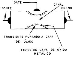 Estrutura delicada de um transistor de efeito de campo.
