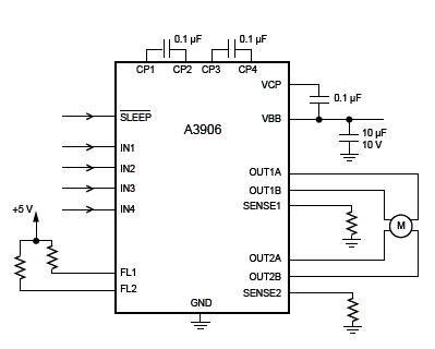 Controlando um motor de passo com corrente até 1 A, utilizando o circuito integrado A3906 da Allegromicro.
Controlando um motor de passo com corrente até 1 A, utilizando o circuito integrado A3906 da Allegromicro.