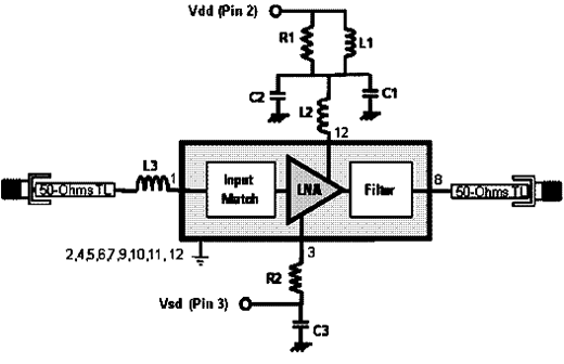 Amplificador de 1,575 GHz para a faixa de GPS utilizando o circuito integrado ALM-1612 da Avago
Amplificador de 1,575 GHz para a faixa de GPS utilizando o circuito integrado ALM-1612 da Avago