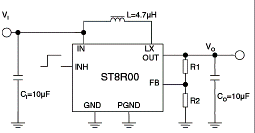 Circuito conversor DC-DC de 1 A para saídas de 6 V a 12 V.
Circuito conversor DC-DC de 1 A para saídas de 6 V a 12 V.