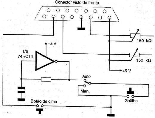 Circuito típico de um joystick
Circuito típico de um joystick