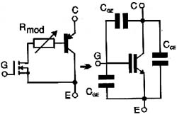 Circuito equivalente ao IGBT. Circuito equivalente ao IGBT.
