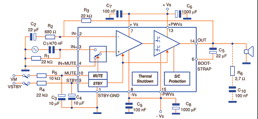 Figura 5 - Diagrama completo para um canal do amplificador Figura 5 - Diagrama completo para um canal do amplificador