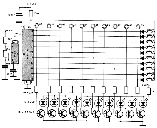 Figura 1 - Diagrama da Chave Digital com o 4017 Figura 1 - Diagrama da Chave Digital com o 4017