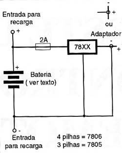 Usando bateria de 8 V ou mais.
