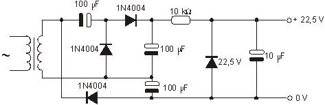 Fonte se 22,5 V para multímetro.
Fonte se 22,5 V para multímetro.