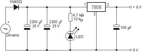 Regulador de 6 V para dínamos.

