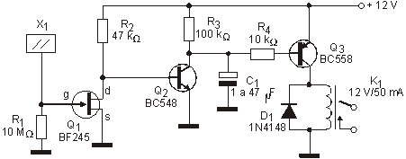 Diagrama do sensor de toque (acionado capacitivo).
Diagrama do sensor de toque (acionado capacitivo).