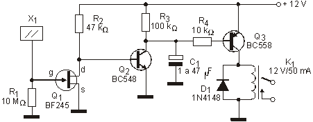 Diagrama do sensor de toque (acionado capacitivo).
