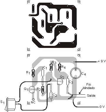 Placa de circuito impresso do gerador de ruído branco/rosa.
