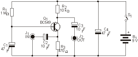 Pré-amplificador de baixa impedância
