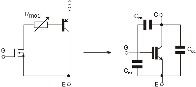 Circuito equivalente ao IGBT
Circuito equivalente ao IGBT
