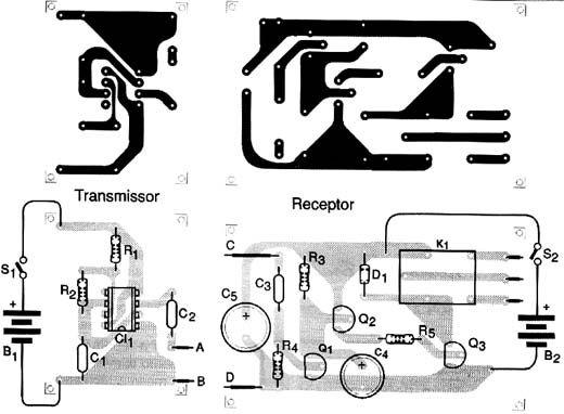 Sugestão de placa do transmissor e do receptor.
