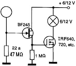 Eletroscópio usando FETs.
Eletroscópio usando FETs.