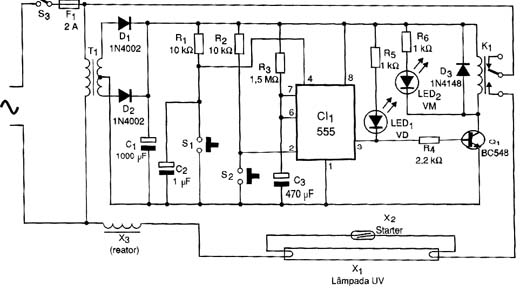 Diagrama do apagador de EPROMs
Diagrama do apagador de EPROMs