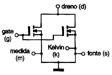 Circuito equivalente ao Sensor FET.
Circuito equivalente ao Sensor FET.