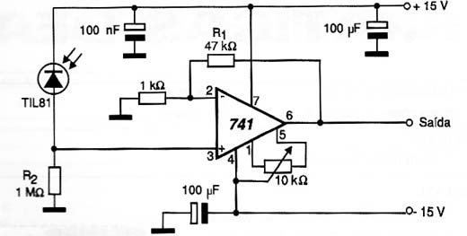 Circuito para o fotodiodo.
