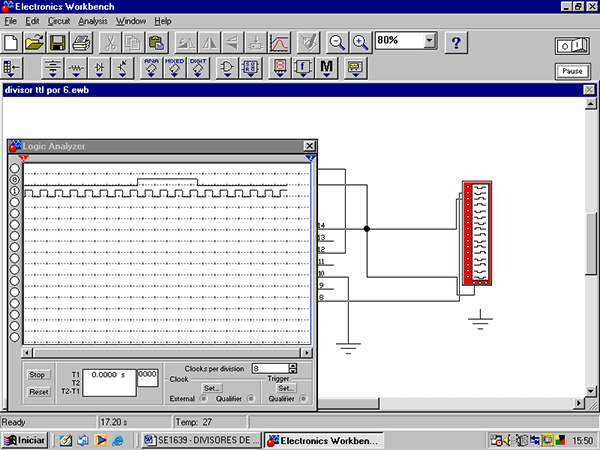 Simulação no computador do divisor por 12.
Simulação no computador do divisor por 12.
